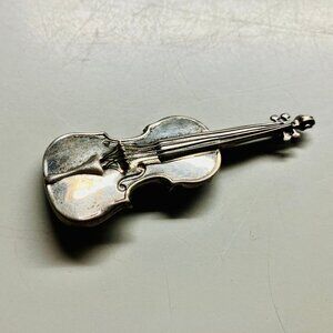 Sterling Violin Brooch